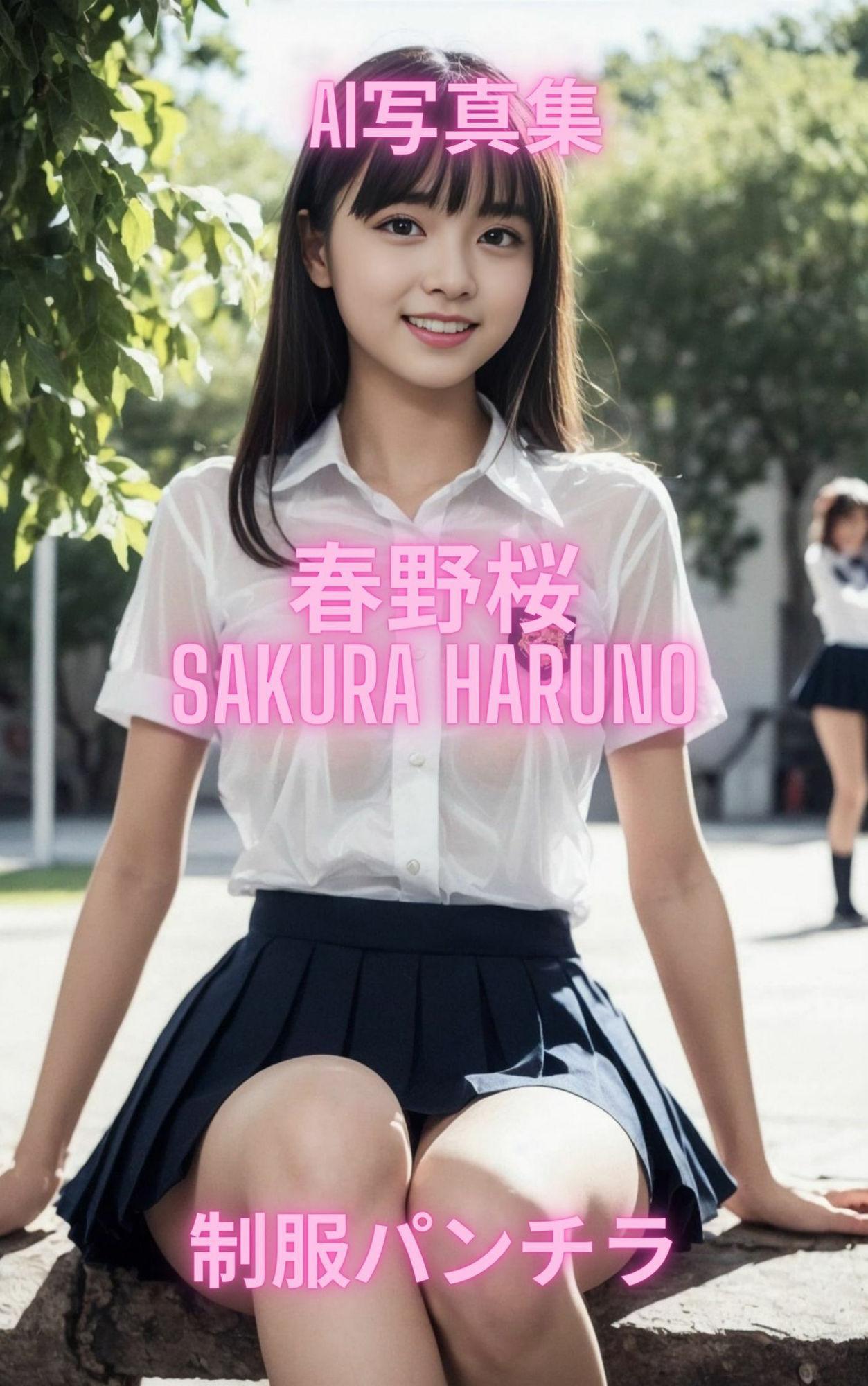 サンプル画像2:AI写真集 春野桜 Sakura Haruno 制服パンチラ(Premium Girls) [d_307684]