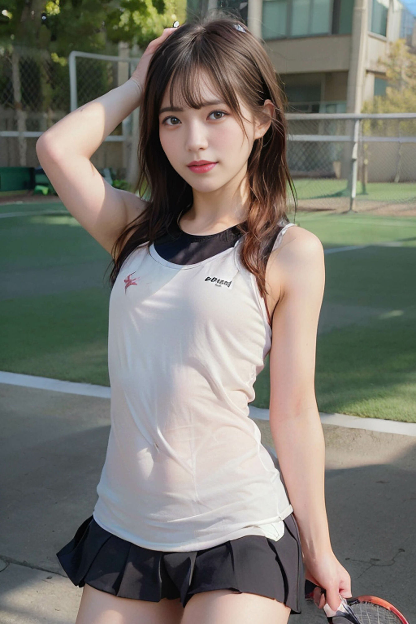 サンプル画像3:AIヌード写真館 014「テニス」(AI-lady) [d_307816]