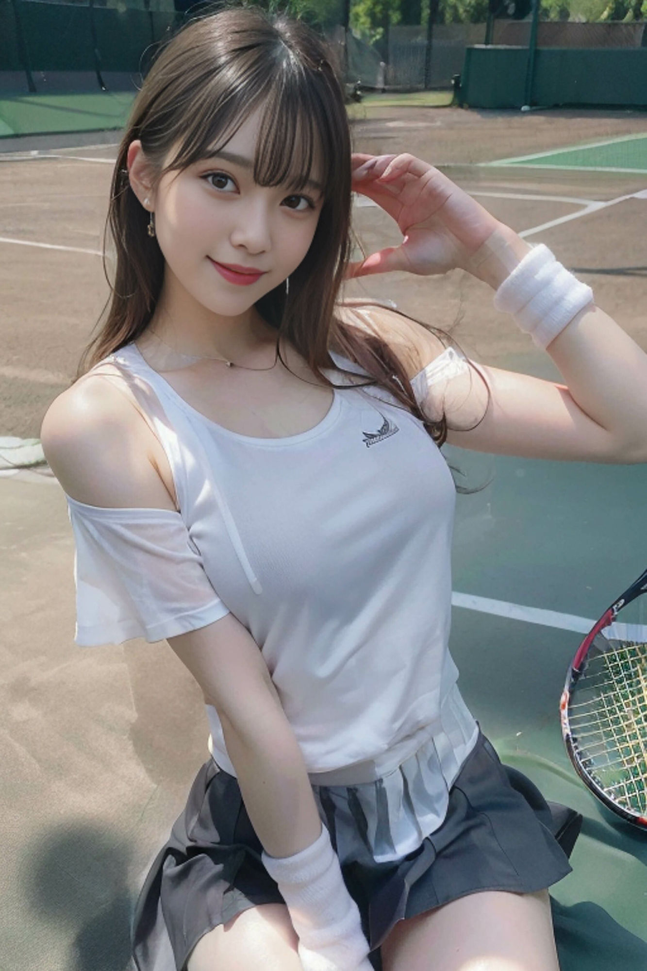 サンプル画像5:AIヌード写真館 014「テニス」(AI-lady) [d_307816]