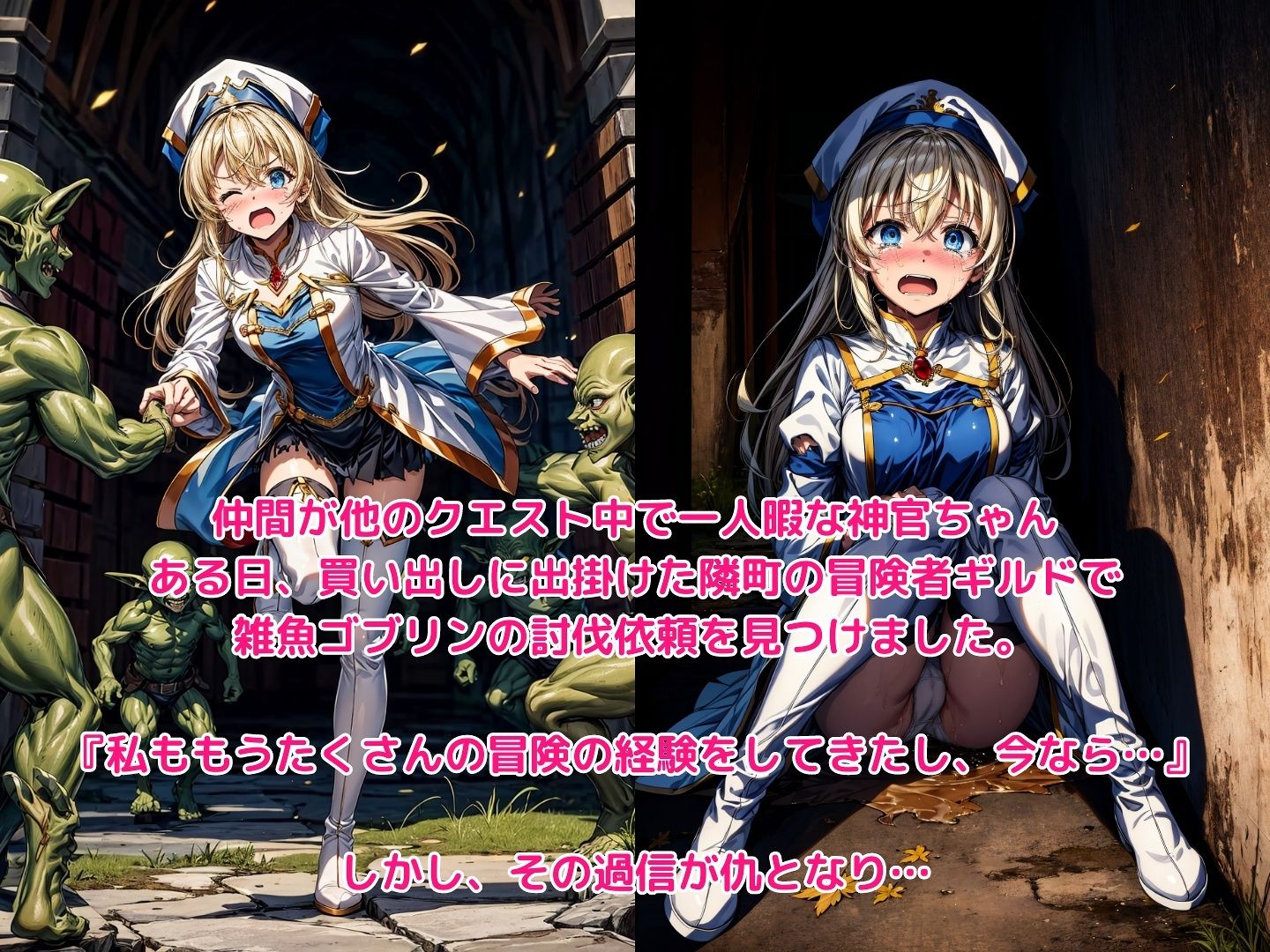 サンプル画像1:クエスト失敗 ソロで冒険はダメなのに…(絵心あいのAI生成アトリエ) [d_308075]