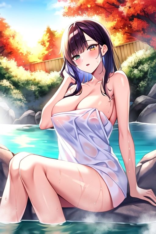 サンプル画像3:絶景、百合を眺める露天風呂(催●スマホの淫魔) [d_308286]