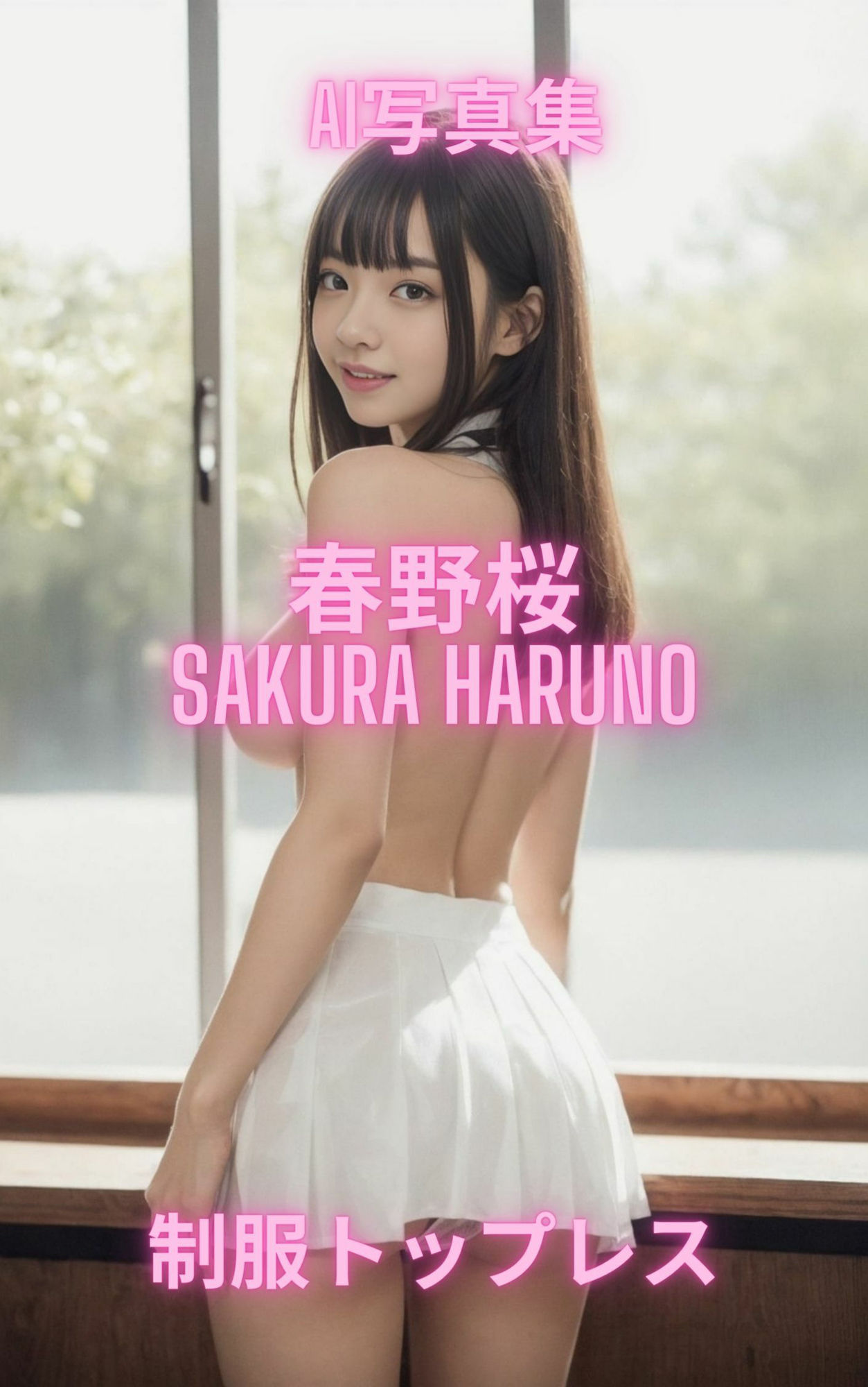 サンプル画像2:AI写真集 春野桜 Sakura Haruno 制服トップレス(Premium Girls) [d_308487]