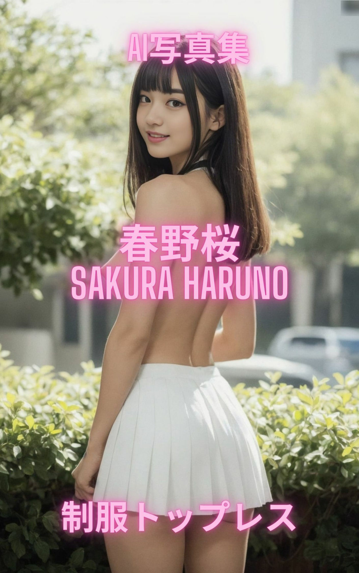 サンプル画像4:AI写真集 春野桜 Sakura Haruno 制服トップレス(Premium Girls) [d_308487]