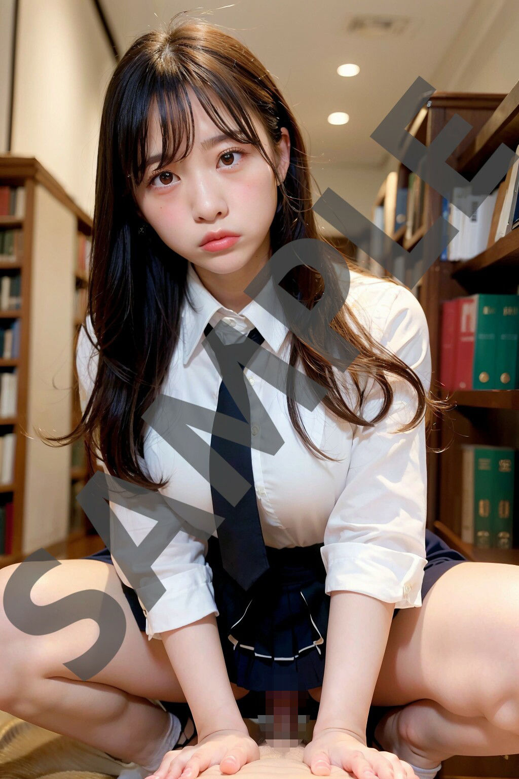 サンプル画像6:黒髪女子痴〇ー声の出せない図書館で…(瑠璃色マカロン) [d_308491]