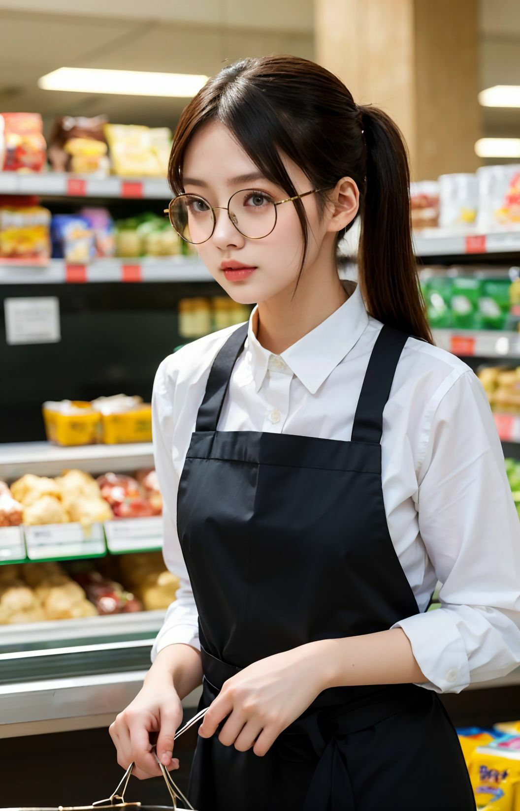 サンプル画像3:【素人ナンパ】スーパーで働く巨乳メガネ人妻定員(かわいいAI) [d_308550]