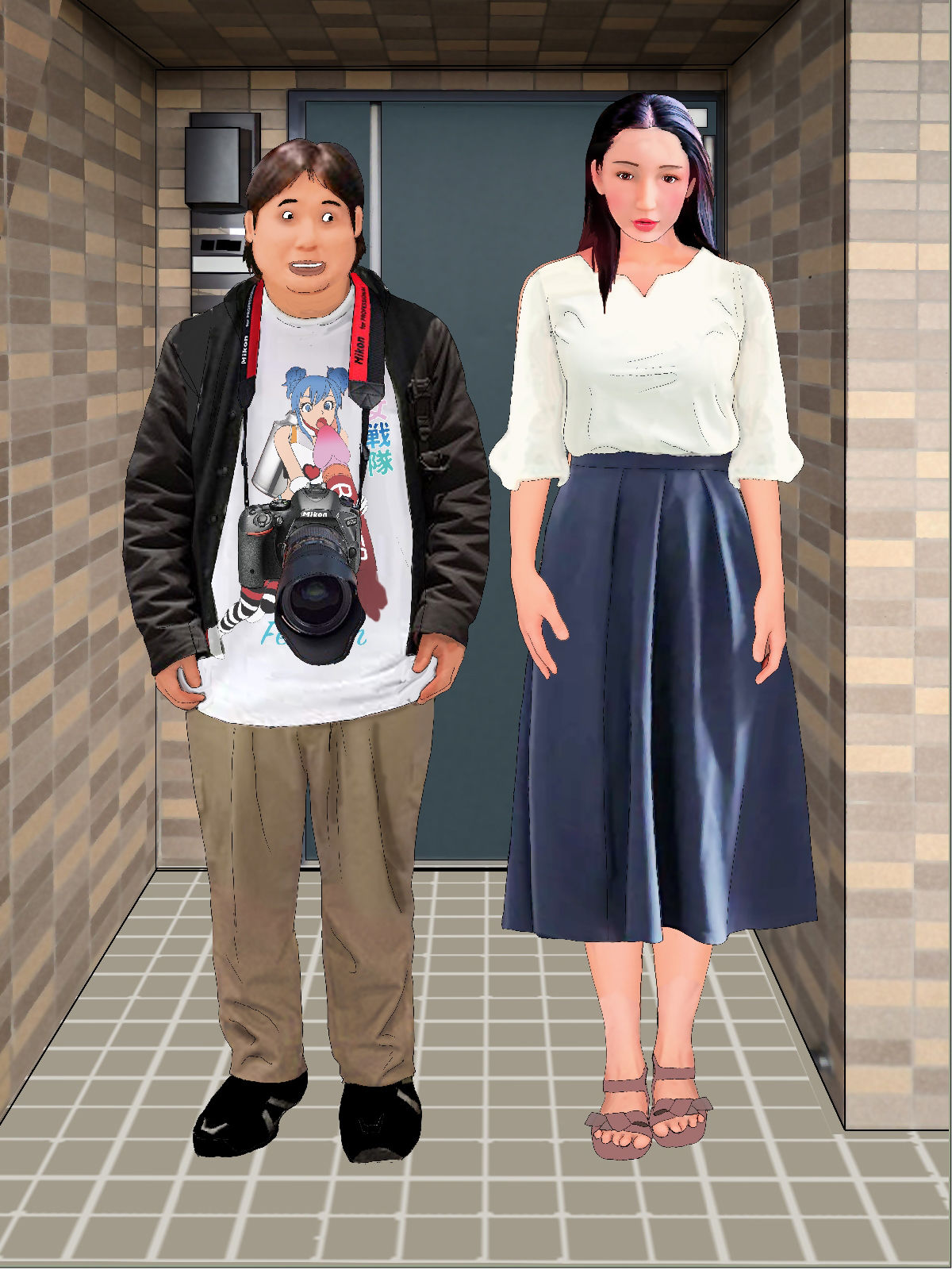 サンプル画像1:下着図鑑風着せ替え絵本『ちはる28歳』4隣のオタクの言いなり編 メイド服(Girlboy) [d_308569]