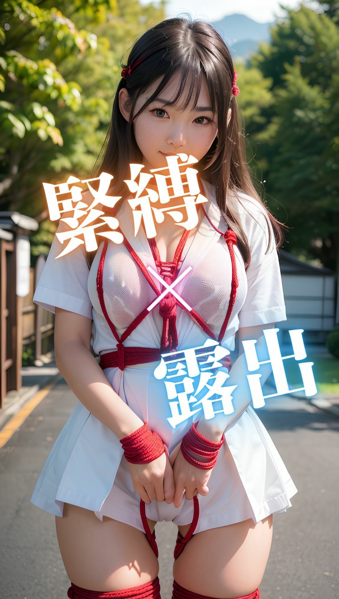 サンプル画像2:緊縛女子校生×野外露出 縛られた姿を見て欲しくてvol2(AIbijyo) [d_308722]