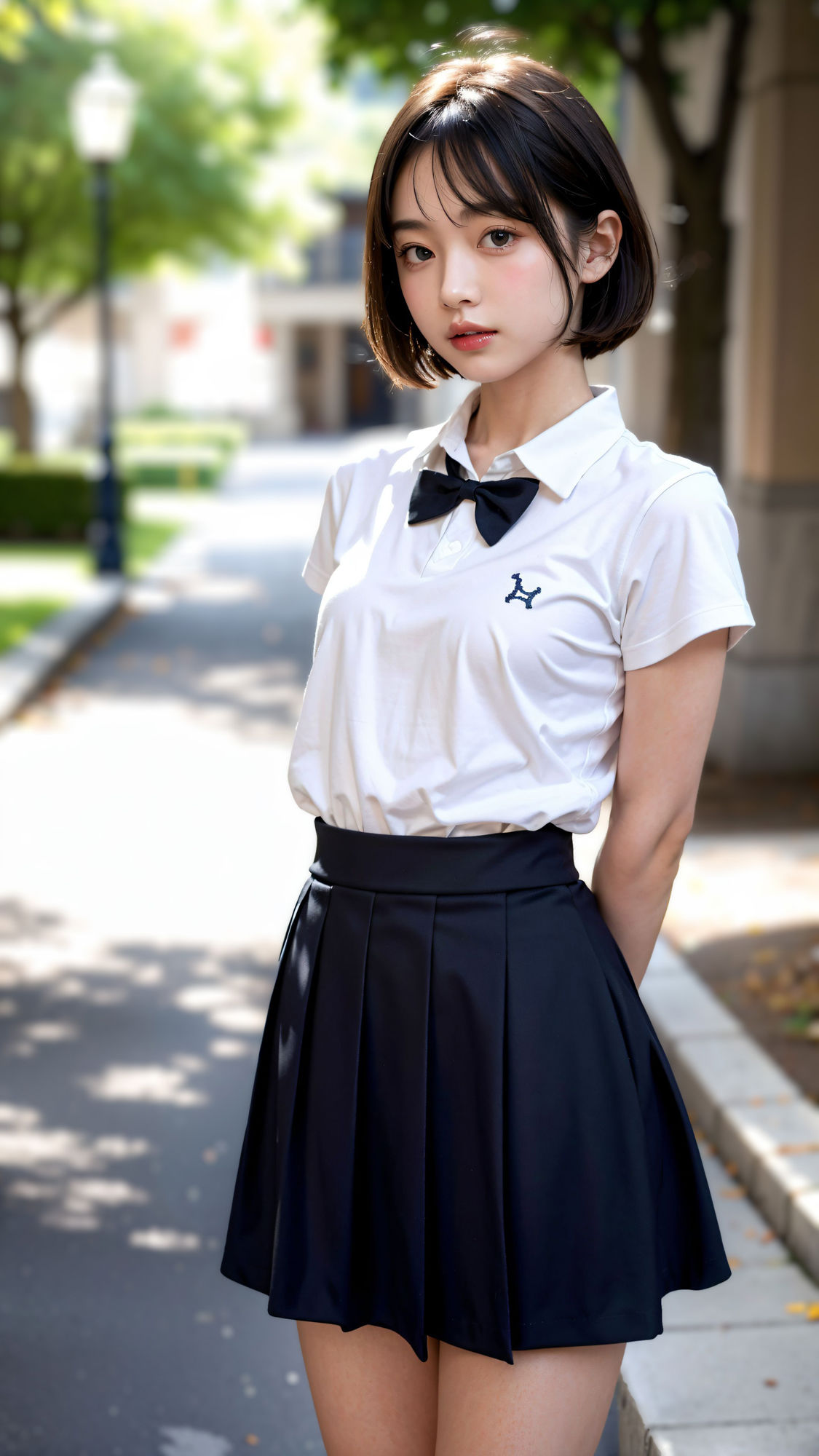 サンプル画像1:女子校生 露出フェラチオ【4K超高画質】JK(愛の女神) [d_309000]