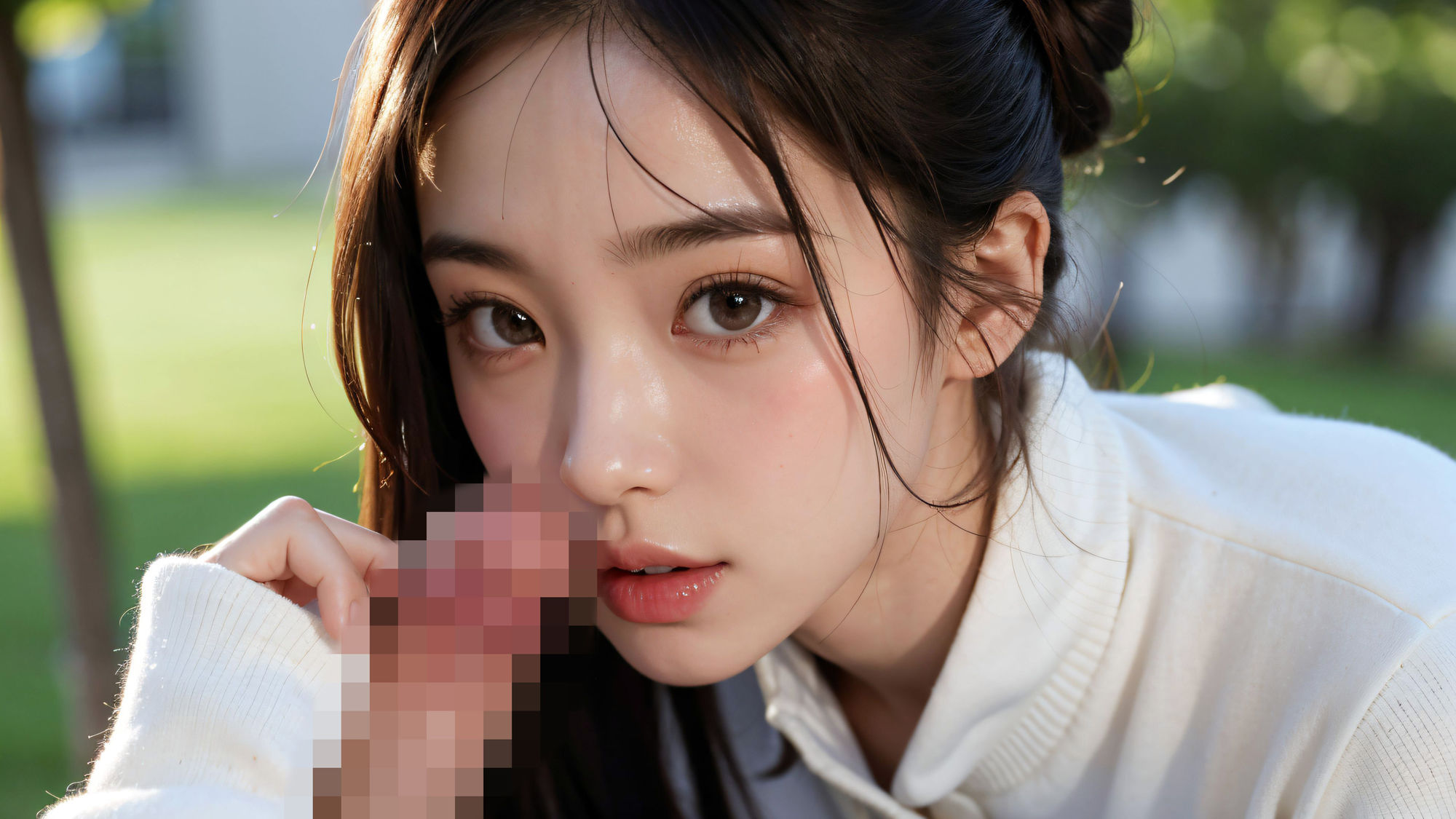 サンプル画像3:女子校生 露出フェラチオ【4K超高画質】JK(愛の女神) [d_309000]