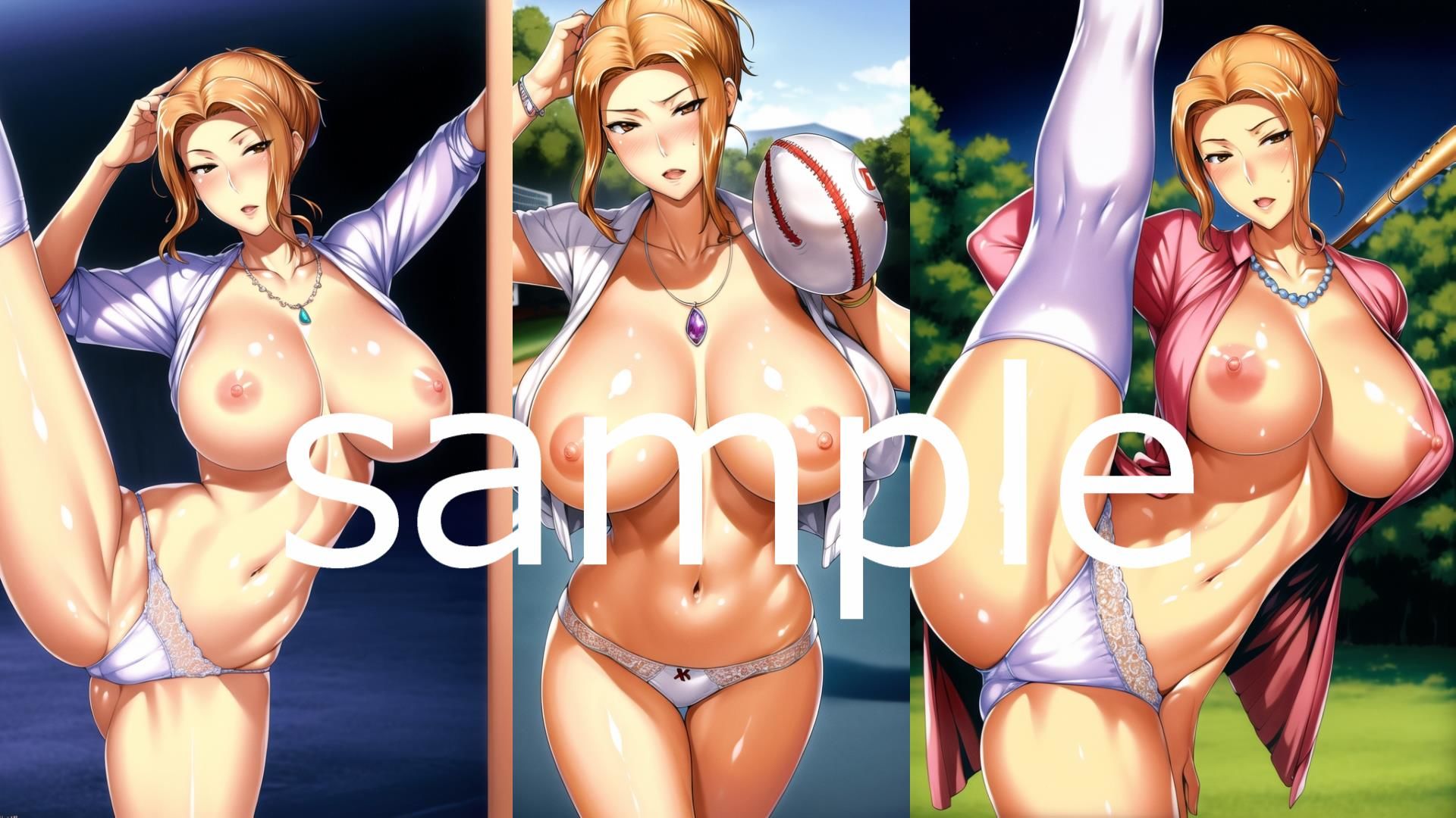 サンプル画像2:町内会主催のスポーツ大会でママさんチアリーダーのキャプテンの京香さんが思い切ったチア衣装で脚上げをしたり、会長さんたちと夜s〇xしたりしている感じの流れのイラスト集vol.2(AIアニメ美女ファクトリー) [d_309350]