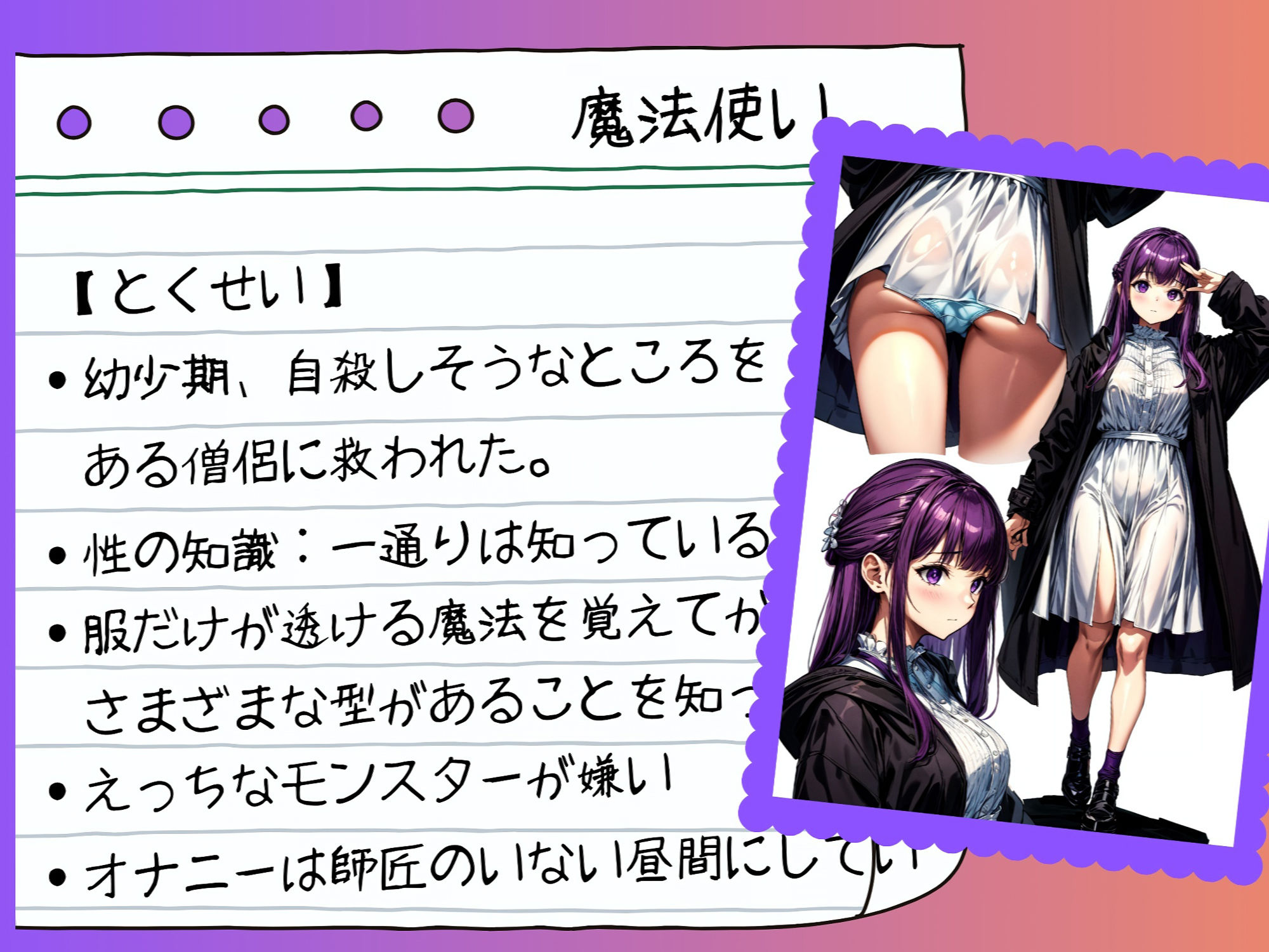 サンプル画像3:一人前になる為に 魔法使いの少女の奮闘記(絵心あいのAI生成アトリエ) [d_309376]