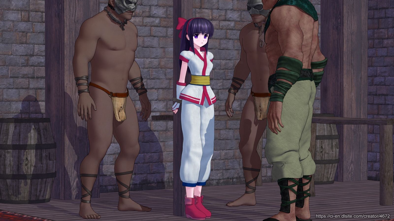 サンプル画像2:囚われの巫女剣士 3DCG Animation(ごんごろごん) [d_309407]