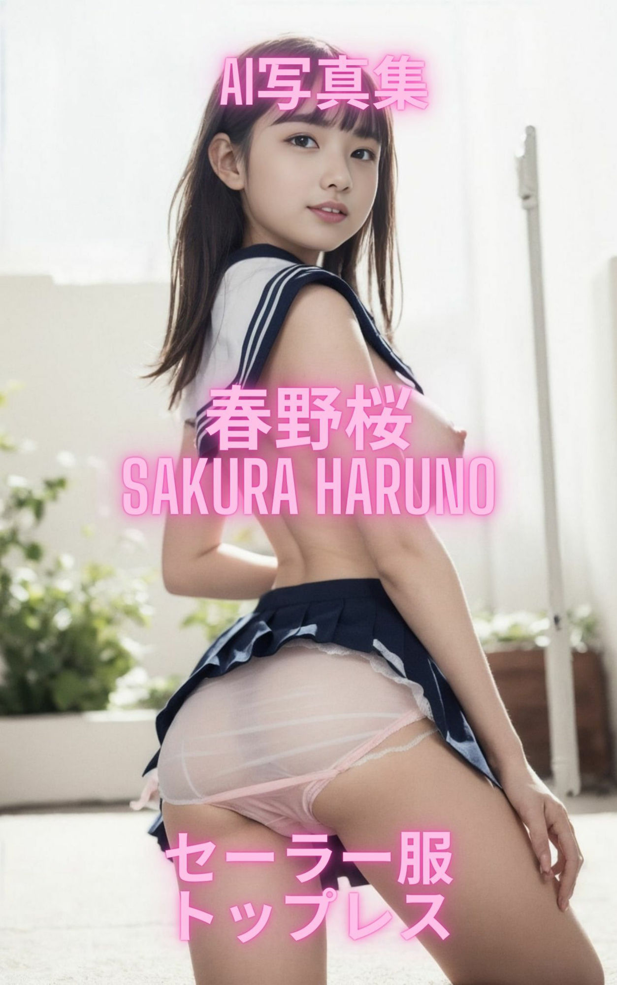 サンプル画像1:AI写真集 春野桜 Sakura Haruno セーラー服トップレス(Premium Girls) [d_309432]
