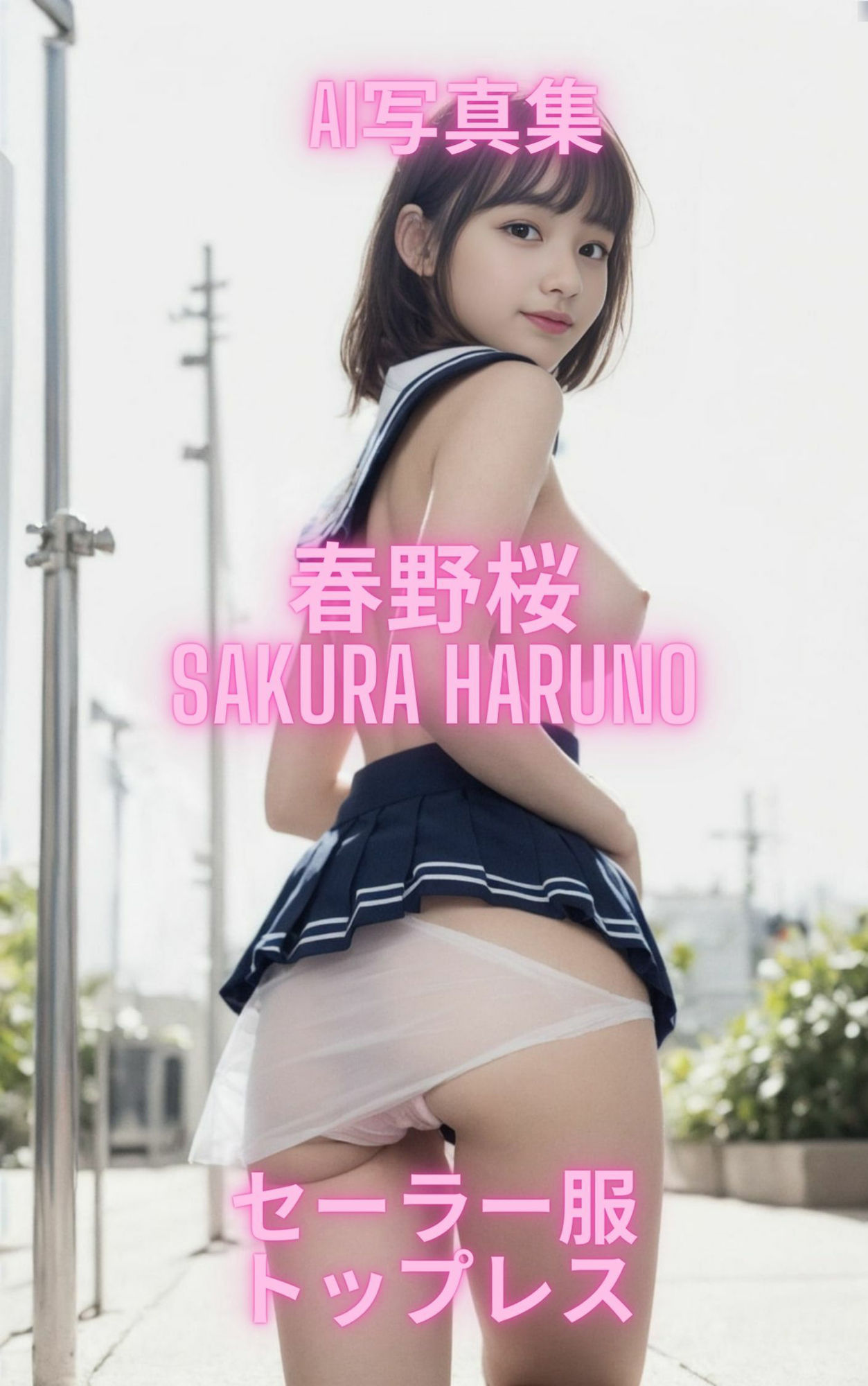 サンプル画像2:AI写真集 春野桜 Sakura Haruno セーラー服トップレス(Premium Girls) [d_309432]