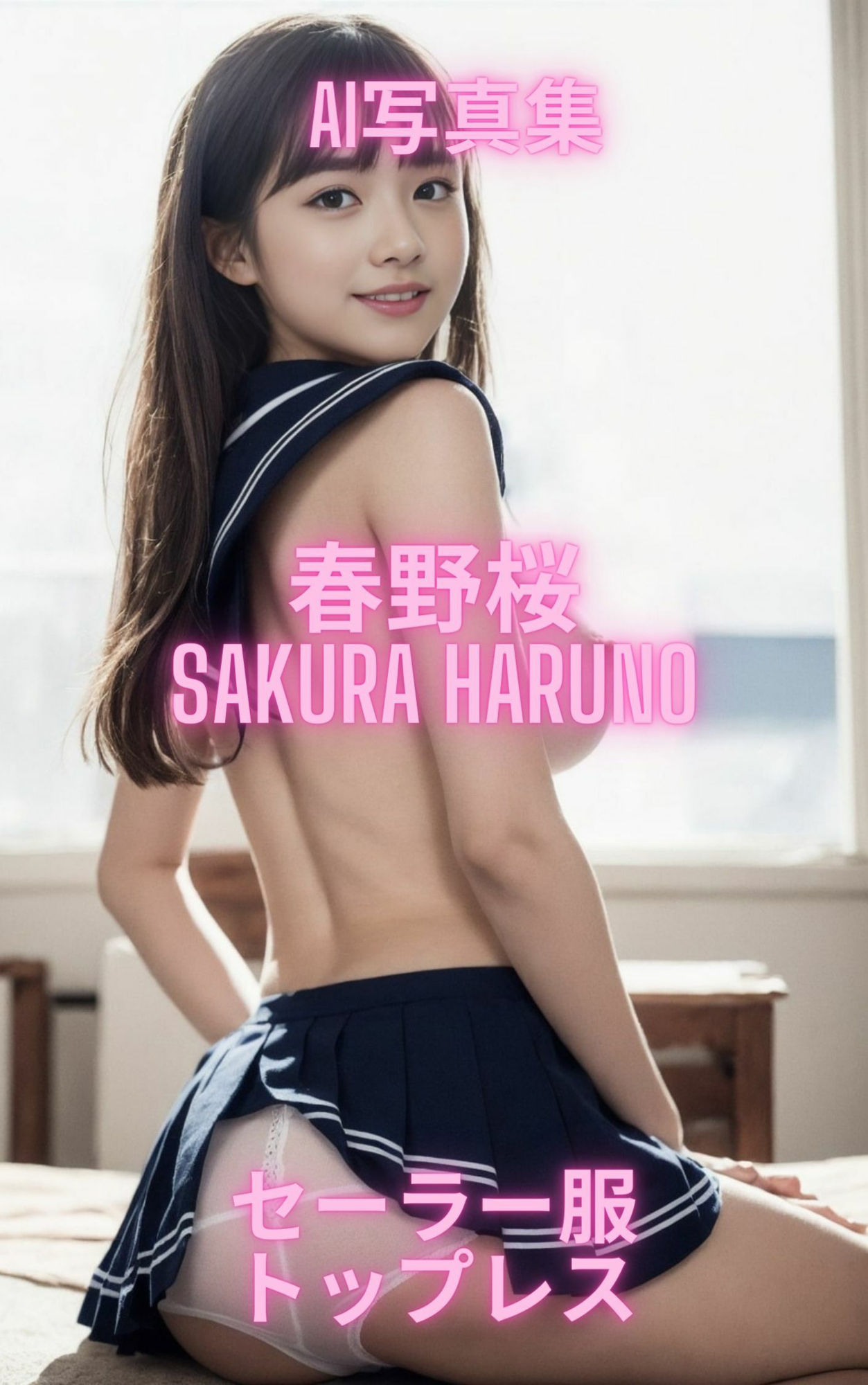 サンプル画像4:AI写真集 春野桜 Sakura Haruno セーラー服トップレス(Premium Girls) [d_309432]