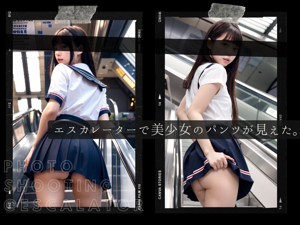 サンプル画像1:エスカレーターで露出するJKたち- 東京露出少女(東京露出少女) [d_309448]