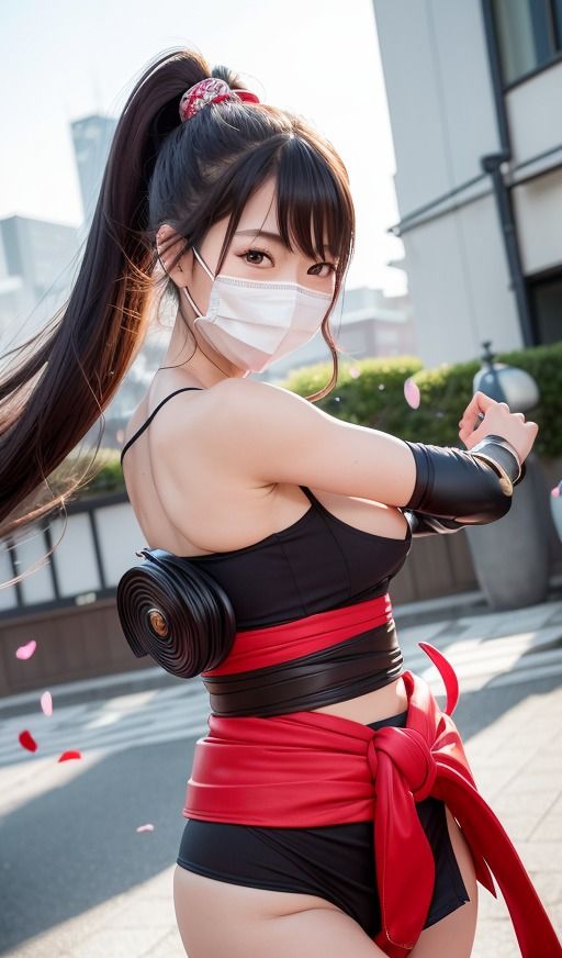 サンプル画像4:AI美女おいろけえろ忍者2 japanese日本人 非現実 くノ一 くのいち 忍び しのび スパイ 巨乳 美乳 おっぱい 胸 おっぱいまる出し 屋外露出 美人 美少女 えろかわ 誘惑 大人 ベッド グラビア写真集 アイドル 可愛い 激カワ 巨乳 並乳 むちむち コスプレ アスリート AI生成(AI美女wearing@BY PENCO) [d_309749]