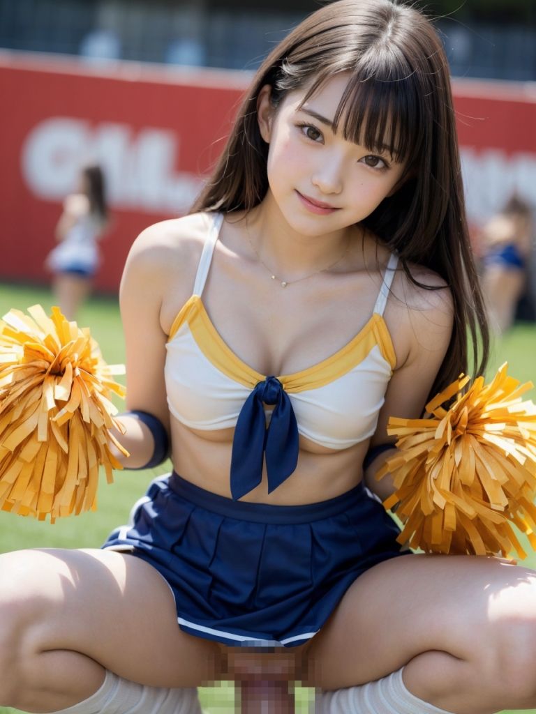 おっぱい丸出し♪ エッチなチアガール！