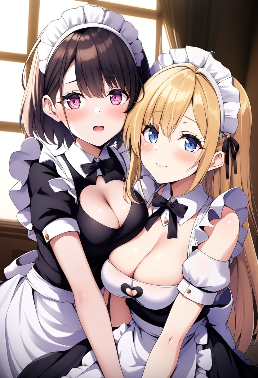 サンプル画像1:仲良しメイドコスプレで百合エッチ(百合栗) [d_310235]