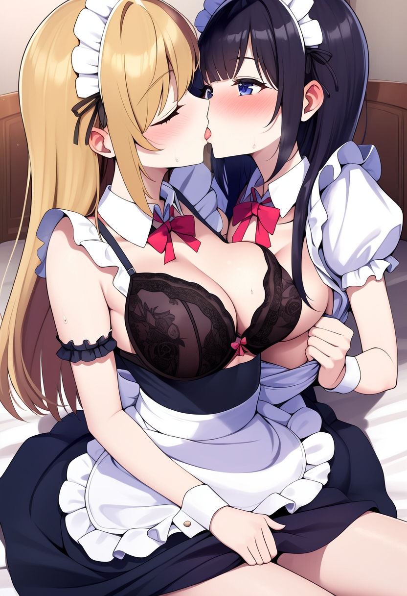 サンプル画像6:仲良しメイドコスプレで百合エッチ(百合栗) [d_310235]