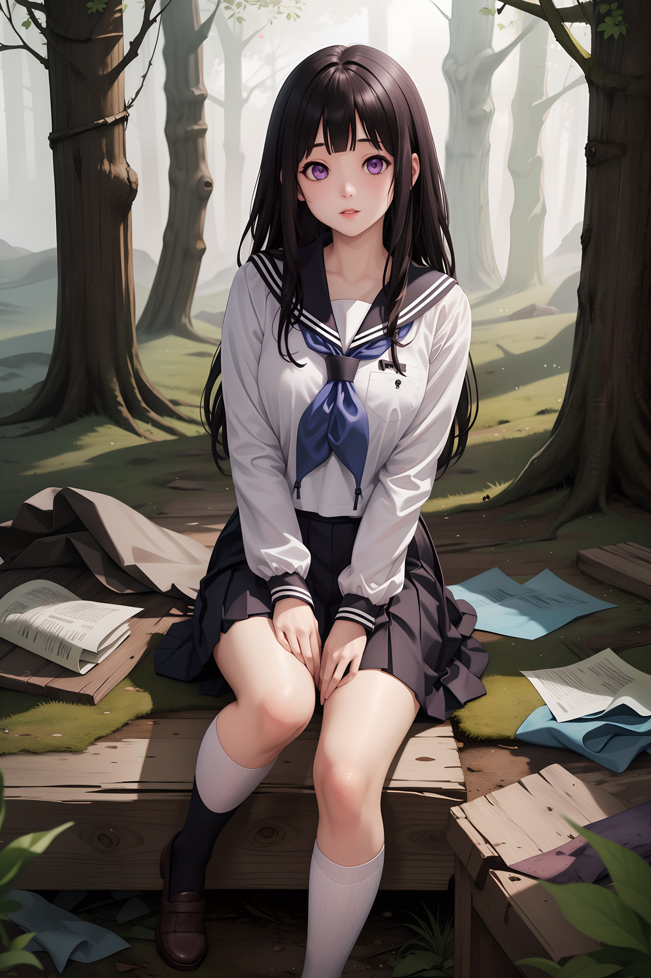 サンプル画像1:千反田愛瑠は森の散策に縛られ、強●性愛(0号室) [d_310238]