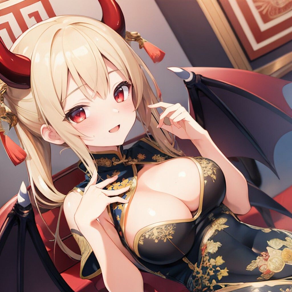 サンプル画像2:チャイナドレス風悪魔っ娘さん(ほげふが) [d_310281]