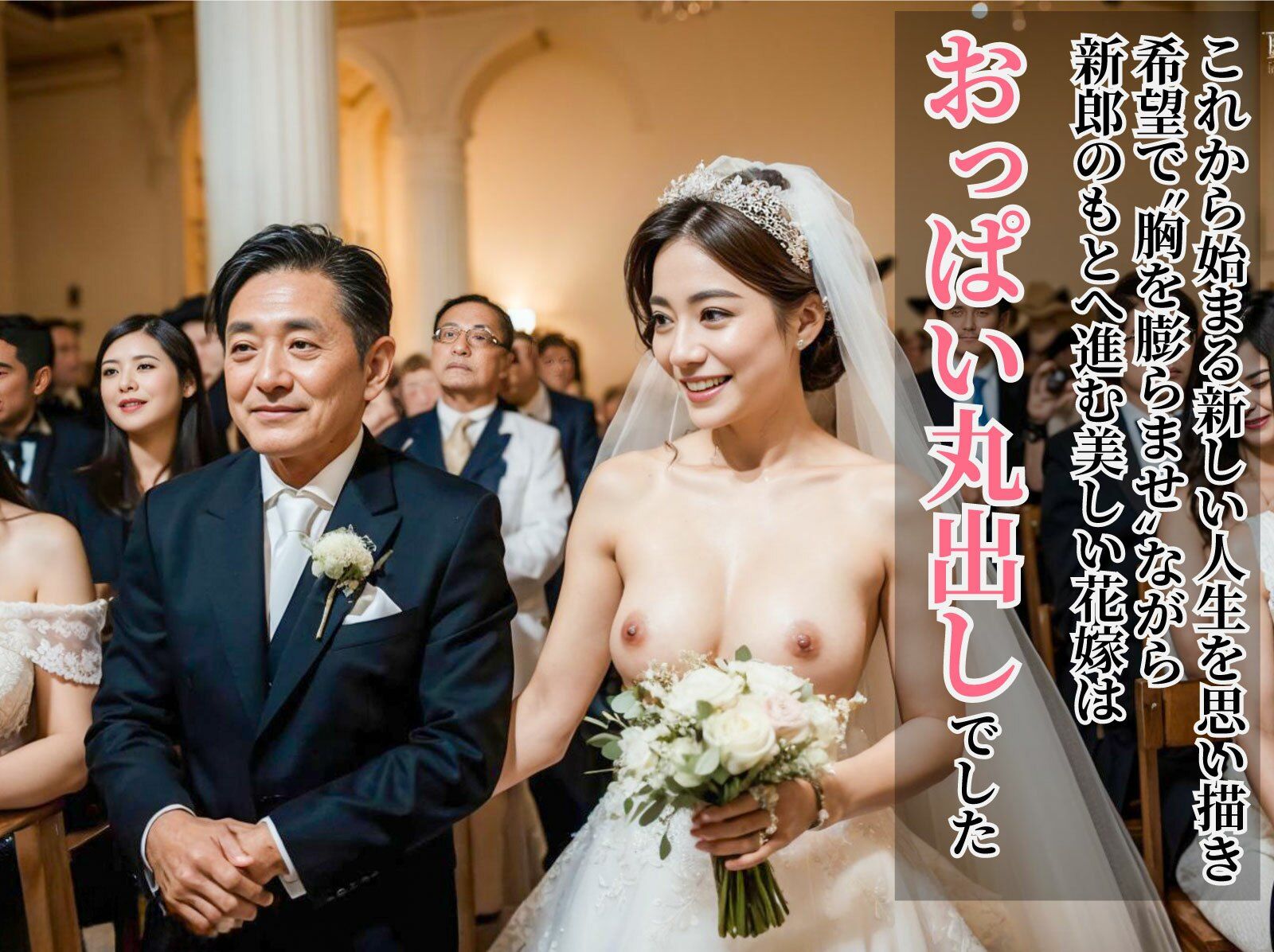 サンプル画像1:おっぱい丸出し結婚式 貞操観念が低い世界の花嫁(AIアダルトフリーギャラリー) [d_310368]
