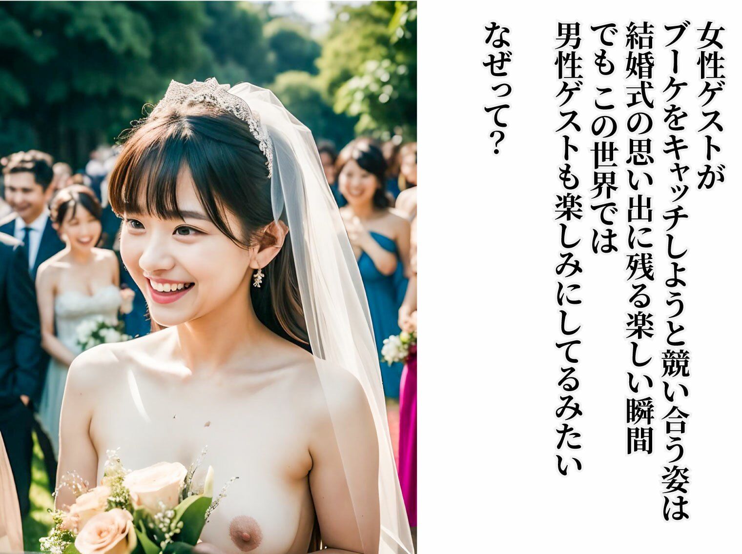 おっぱい丸出し結婚式 貞操観念が低い世界の花嫁のサンプル画像 6