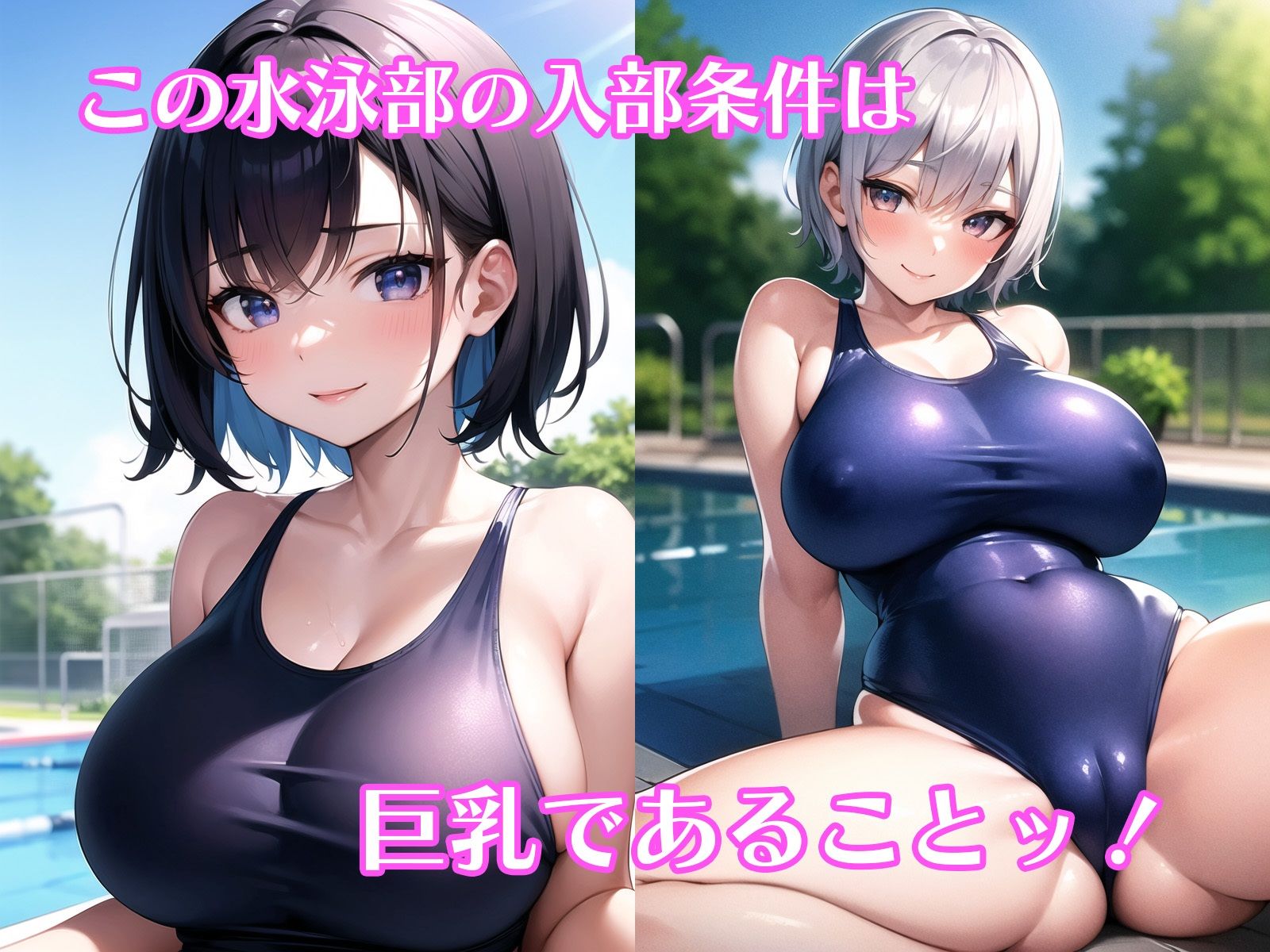 サンプル画像1:巨乳しかいない水泳部 〜スク水からはみ出そうなおっぱい〜(あんぷりふぁー) [d_310460]