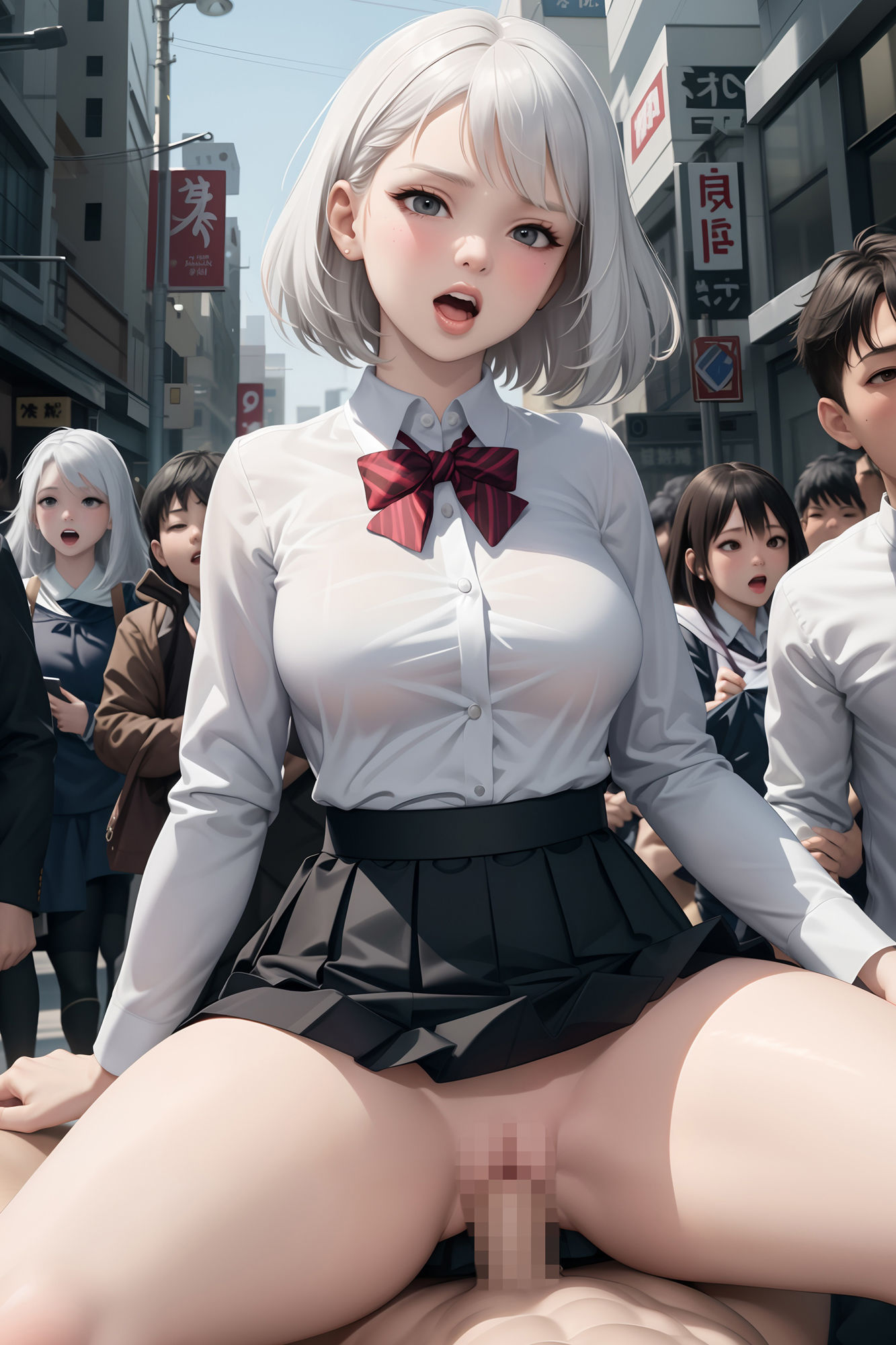 サンプル画像1:白髪の少女が街でセックスをし、人ごみを誘う(永利) [d_310653]