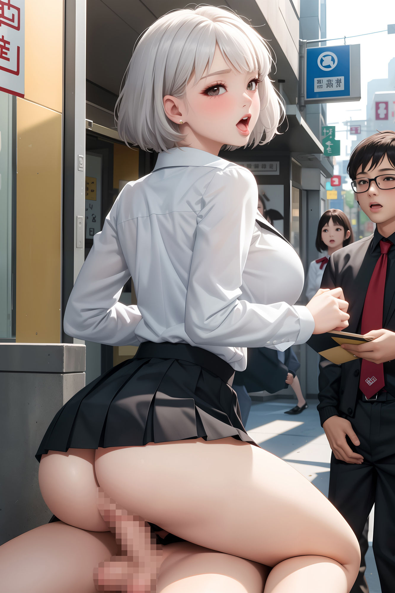 サンプル画像3:白髪の少女が街でセックスをし、人ごみを誘う(永利) [d_310653]