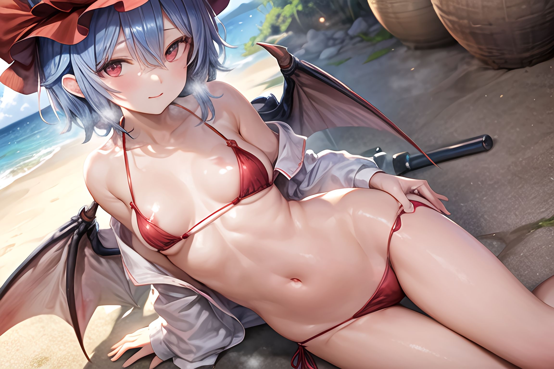 サンプル画像1:吸血鬼を海水浴にお誘いしてセックス三昧(Cosplay) [d_310792]