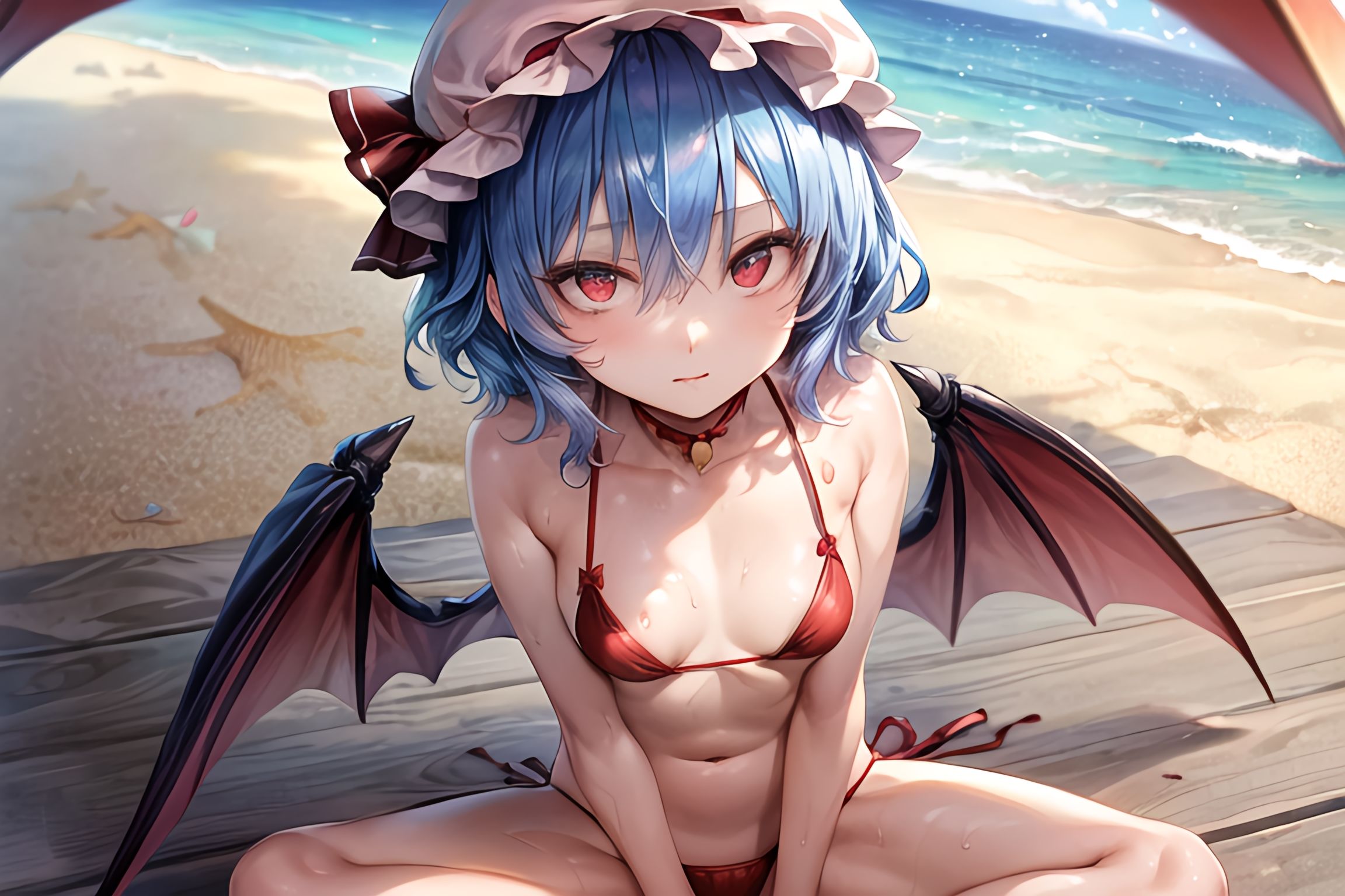 サンプル画像4:吸血鬼を海水浴にお誘いしてセックス三昧(Cosplay) [d_310792]