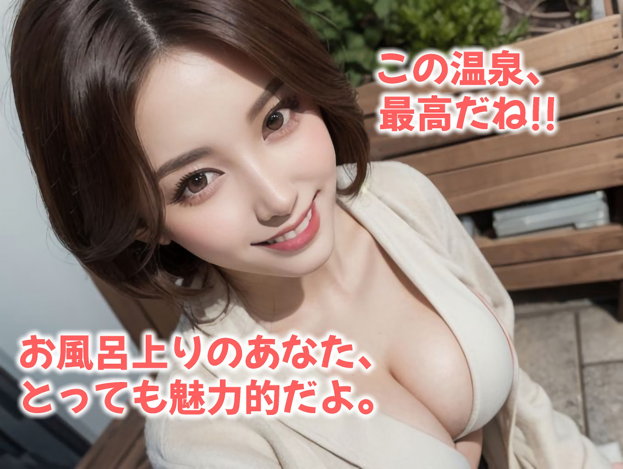 サンプル画像1:【高画質】「お風呂気持ちよかったね！」バスローブ姿の湯上り美女〜かわいくてセクシーなAI写真集vol.21（全308ページ）(AIグラビア出版) [d_310797]