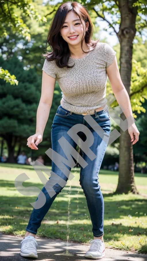 サンプル画像4:おしがま写真集 人妻達の失禁 日曜の公園編 VOL.1(AI人妻図鑑) [d_310832]