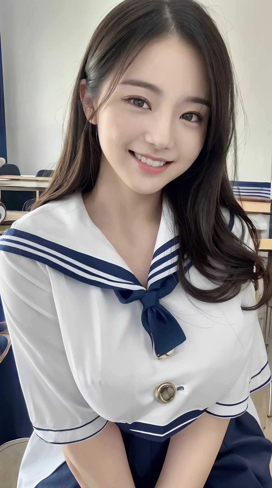 サンプル画像1:巨乳美女のセーラー服を超特殊メガネで透視してみた【透視メガネ編】(巨乳美女) [d_310835]