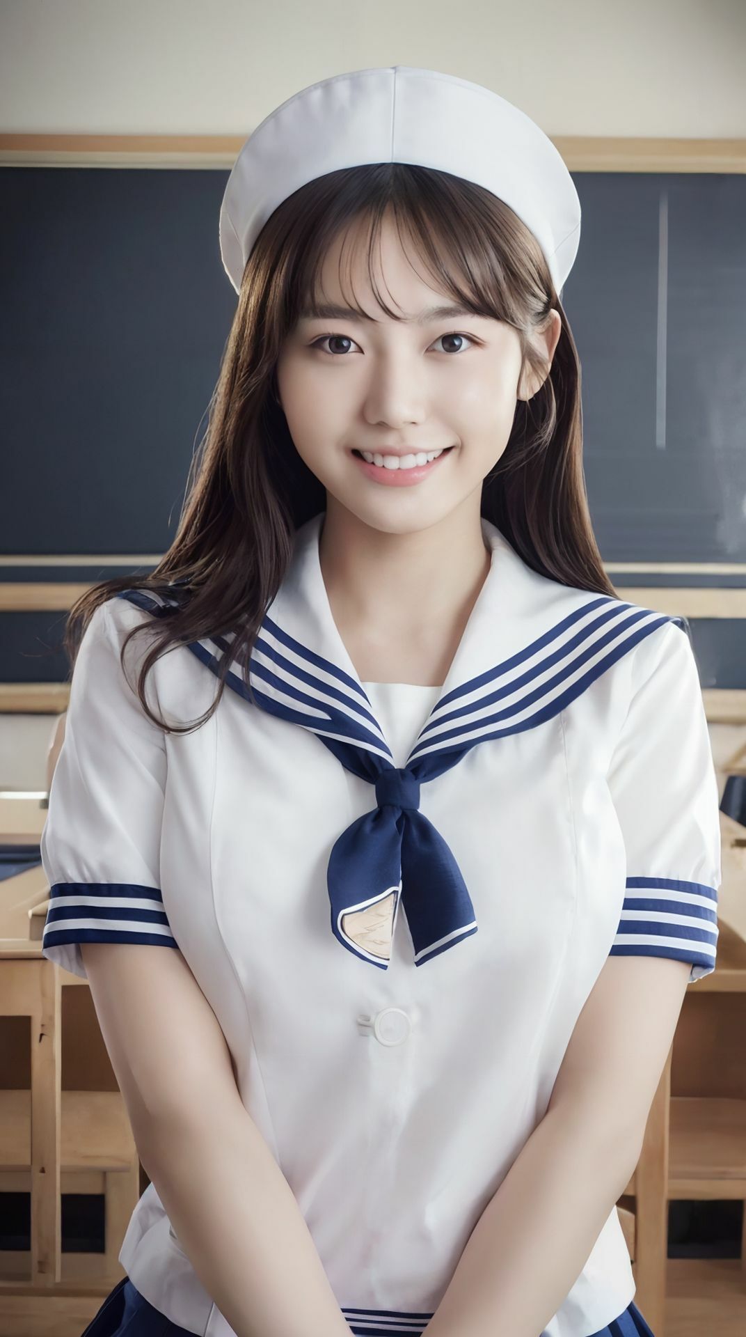 サンプル画像4:巨乳美女のセーラー服を超特殊メガネで透視してみた【透視メガネ編】(巨乳美女) [d_310835]