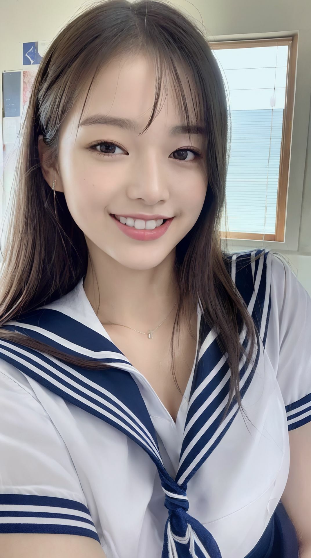 サンプル画像5:巨乳美女のセーラー服を超特殊メガネで透視してみた【透視メガネ編】(巨乳美女) [d_310835]