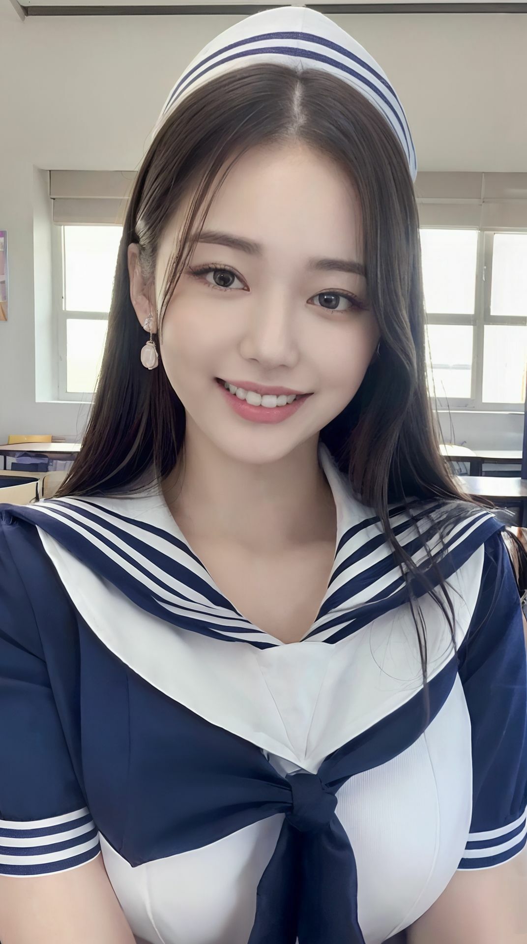 サンプル画像6:巨乳美女のセーラー服を超特殊メガネで透視してみた【透視メガネ編】(巨乳美女) [d_310835]