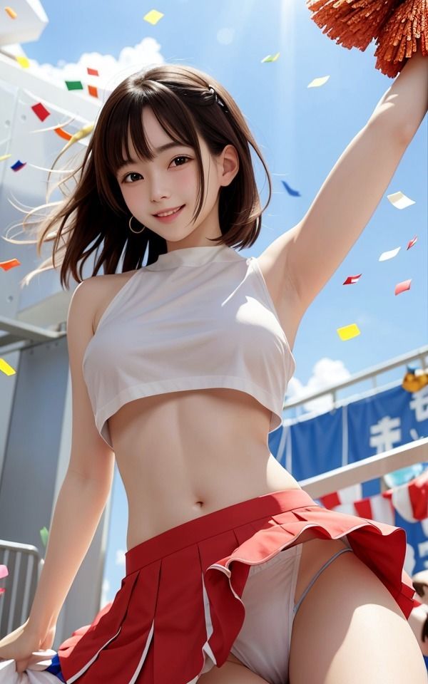 サンプル画像3:童顔女子は頑張るあなたを応援したい 巨乳美女がチアダンスでパンチラ応援中(いちごレモン) [d_310869]