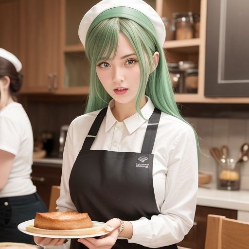 サンプル画像1:カフェで働く女性（セリフなし AI画像集）(シックススイートナイン) [d_310902]