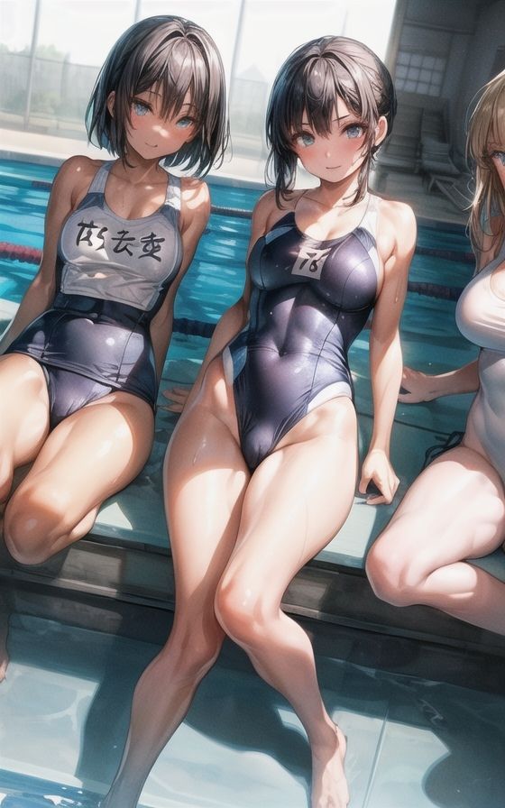 サンプル画像2:巨乳筋肉水泳部 プールって良いよね 257枚(AIイラストラボ) [d_310976]