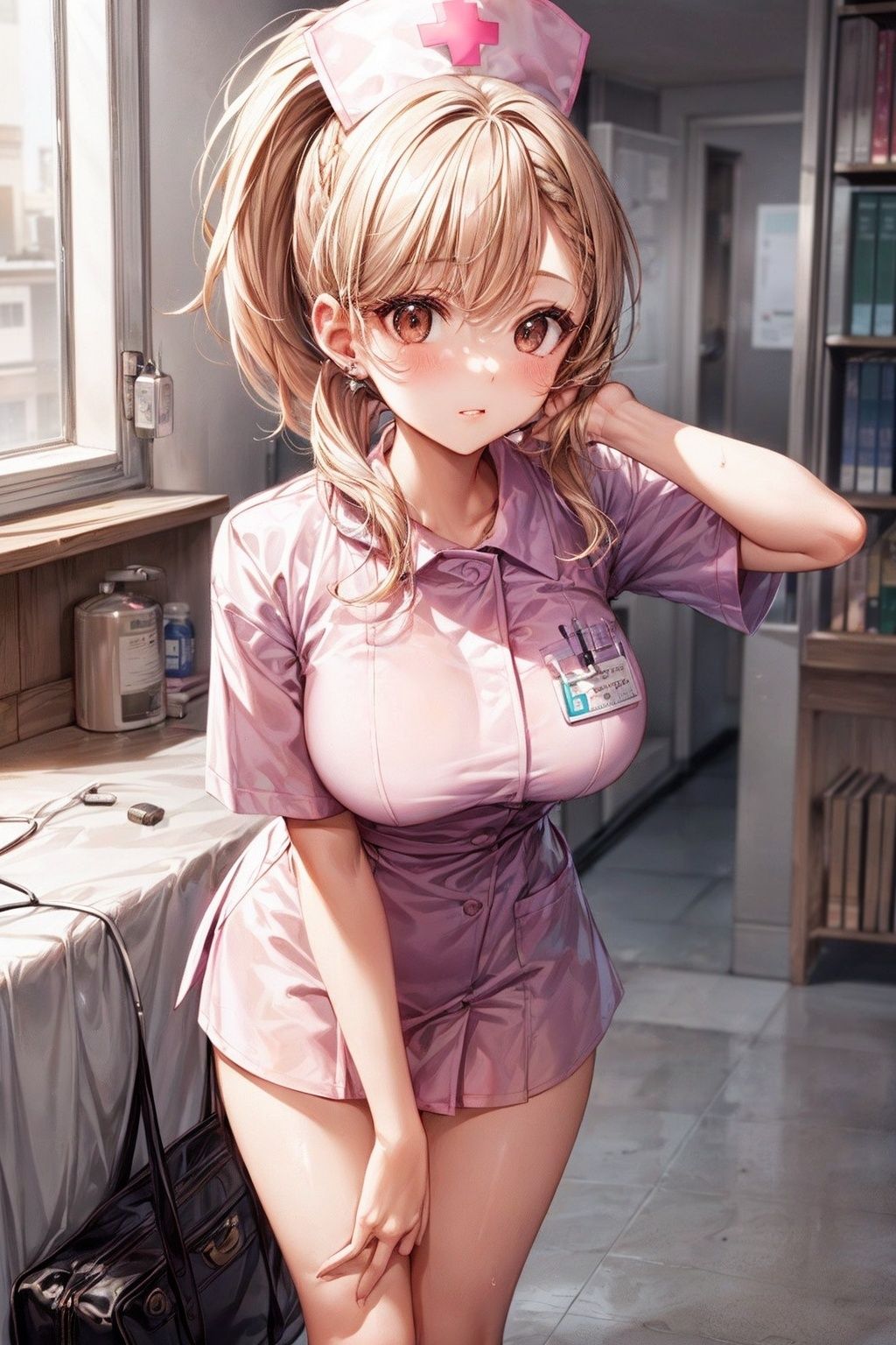 サンプル画像1:巨乳看護師のピンクの乳首(ピクセル詩人) [d_311015]