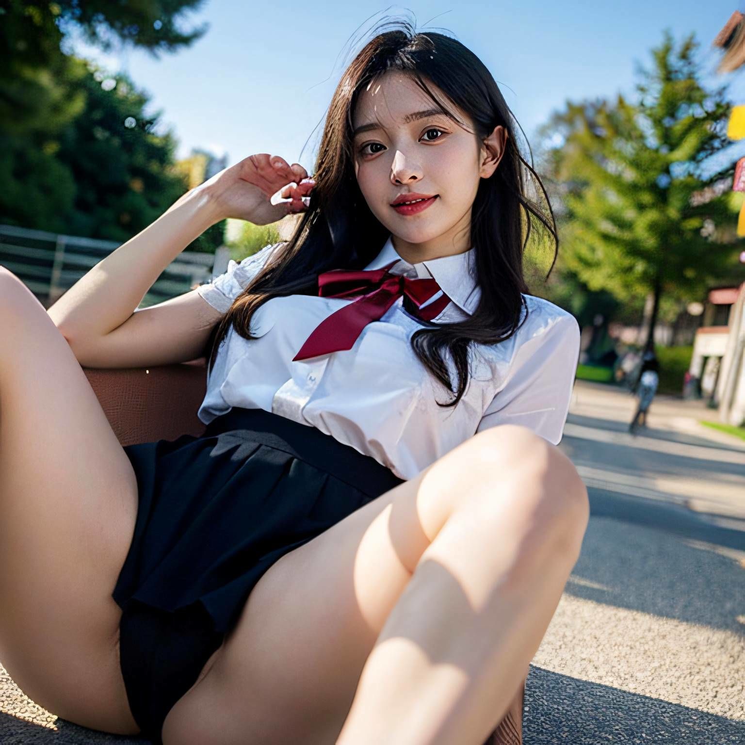 サンプル画像2:制服美少女シリーズ 〜こんなところで！？校外露出実習！〜(制服美女ん) [d_311184]