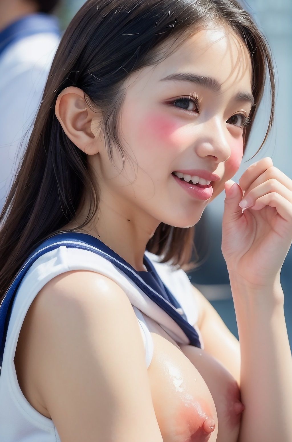 サンプル画像1:刹那の18歳＊J〇露出スケベ撮影〜デカ乳・ぷっくり乳首・巨乳輪・垂れ乳・長乳首etc〜(善き乳首飼い) [d_311242]