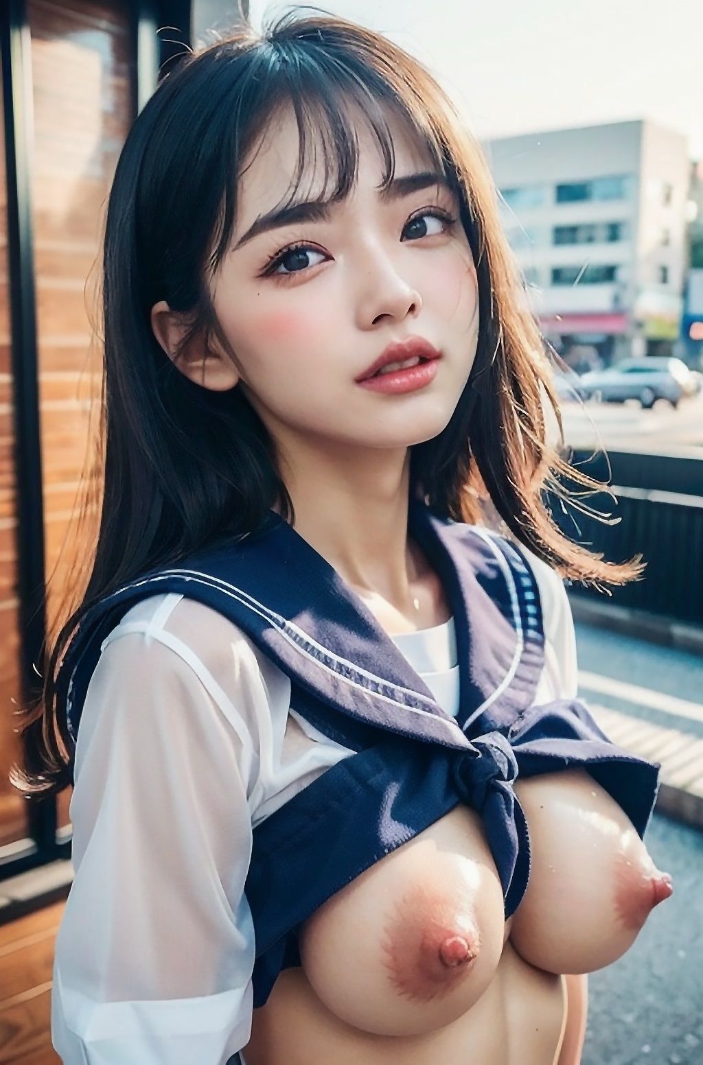 サンプル画像2:刹那の18歳＊J〇露出スケベ撮影〜デカ乳・ぷっくり乳首・巨乳輪・垂れ乳・長乳首etc〜(善き乳首飼い) [d_311242]