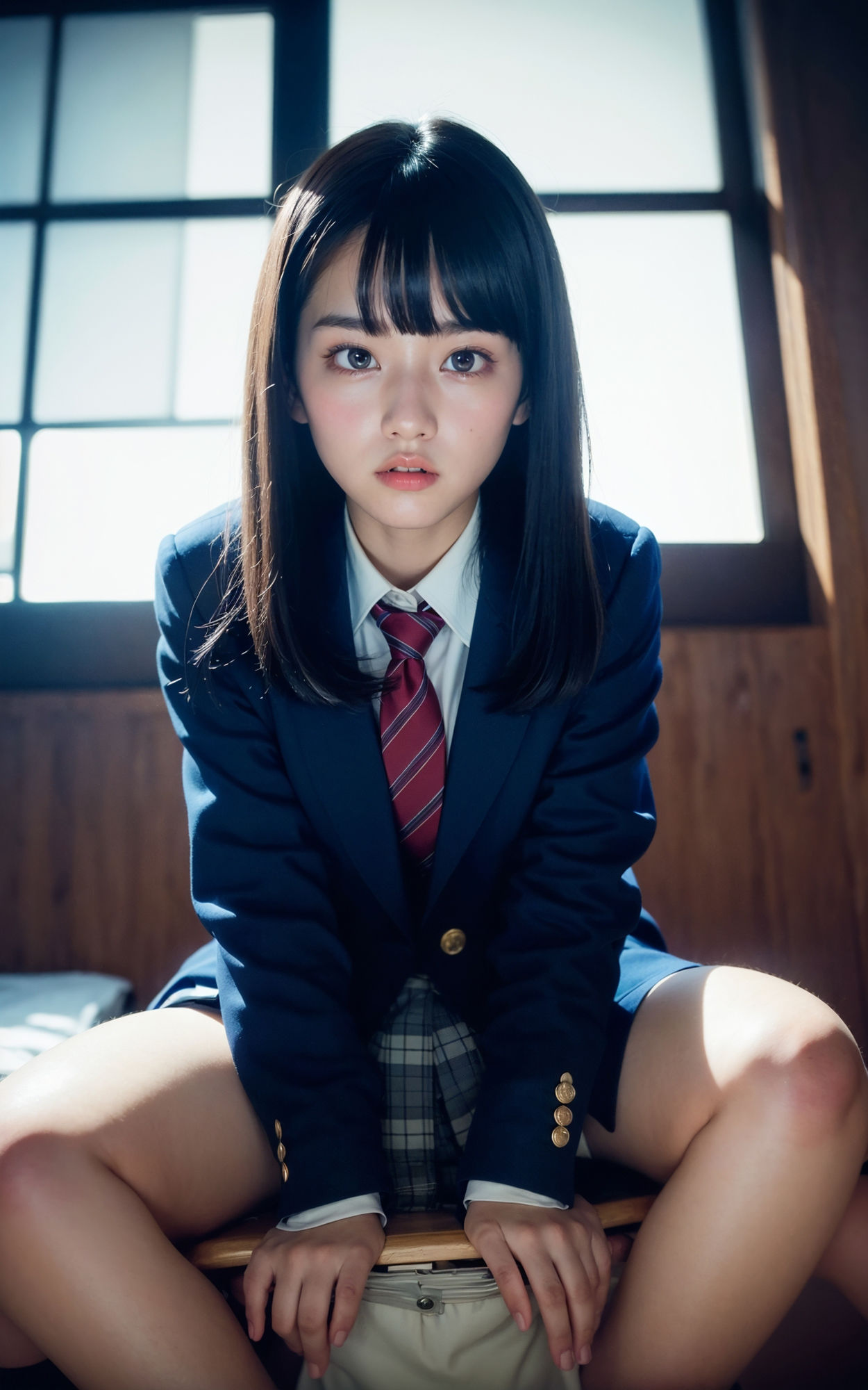 サンプル画像1:妄想写真館―「座る」制服美少女図鑑 1 ―(AiBORN Studio) [d_311501]