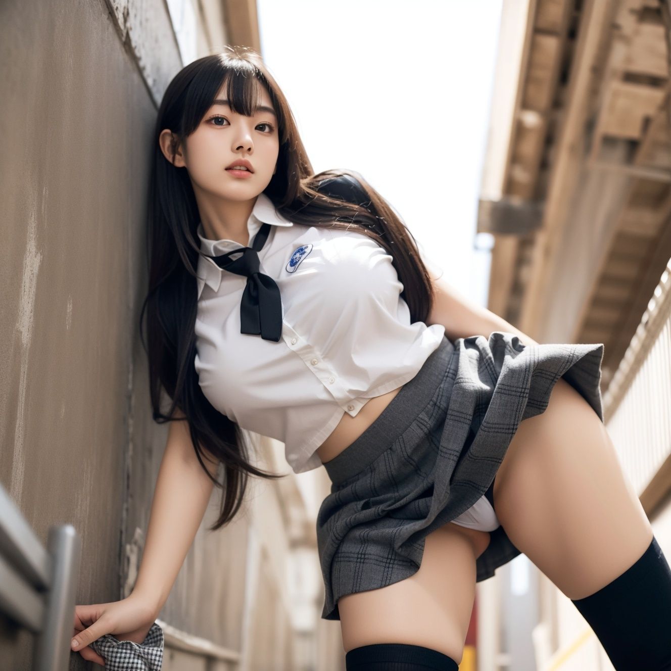 サンプル画像2:制服美少女と露出の日常(土度℃) [d_311662]