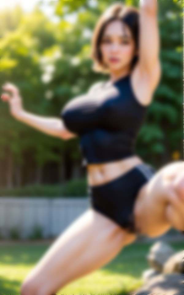 サンプル画像4:隣に住む人妻のえろエクササイズ 巨乳・人妻(痴女の誘惑) [d_311777]