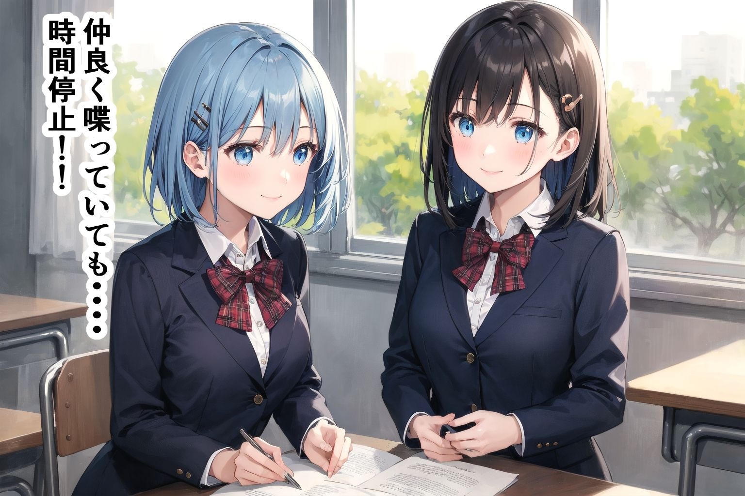 サンプル画像3:［イラスト集］［200枚↑］［時間停止］［ぶっかけ］ 時間停止を使わざるを得ない_清楚系クラスメイト編(ラコーンシティ) [d_311875]